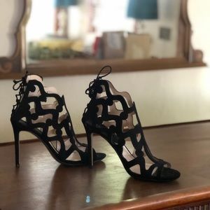 New Gorgeous Black Velvet High Heels from France